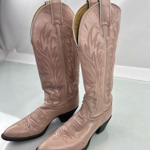 Vintage Justin Leather Cowboy Western Boots Blush/Light Pink